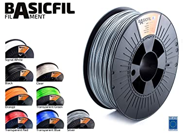 BASICFIL PET  1.75mm, 1 kg, 3D printing filament , Silver
