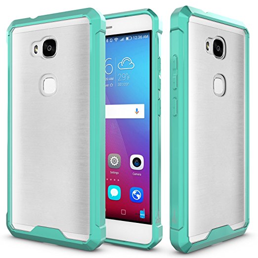 Huawei Honor 5X Hard Case, CoverON [ClearGuard Series] Hard Clear Back Cover with Flexible TPU Bumpers Slim Fit Phone Cover Case for Huawei Honor 5X / Huawei GR5 - Teal