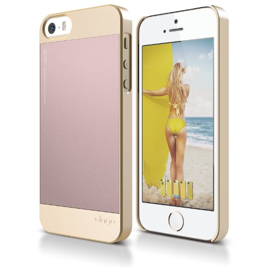 iPhone SE case, elago® [Outift][Champagne Gold / Lovely Pink] - [Premium Hybrid Construction][Aluminum][Spark Design Award] - for iPhone SE/5/5S