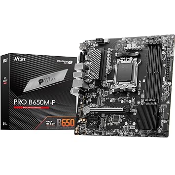 MSI PRO B650M-P Motherboard, Micro-ATX - Supports AMD Ryzen 7000 Series Processors, AM5 - DDR5 Memory Boost 6000 MHz/OC, 1 x PCIe 4.0 x16, 2 x M.2 Gen4, 2.5G LAN