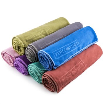 Peace Yoga Set of 2 Super Absorbent Microfiber Suede Non Slip Hot Yoga Gym Workout Towels - Choose Your Color and Size