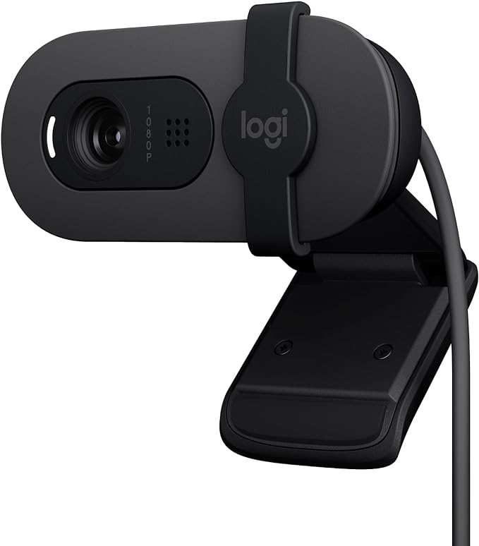 Logitech Brio 100 Full HD Webcam for Meetings and Streaming, Auto-Light Balance, Built-In Mic, Privacy Shutter, USB-A, for Microsoft Teams, Google Meet, Zoom and More - Graphite