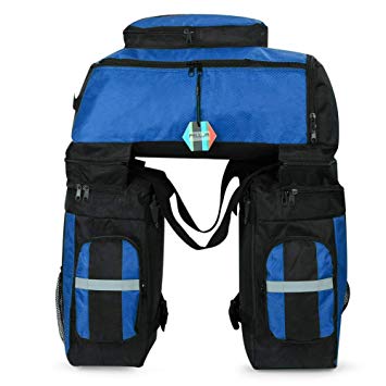 Pellor 70L MTB Bike Waterproof 3 in 1 Rear Bicycle Bag Pannier Bags Bike Rack Bag with Rain Cover