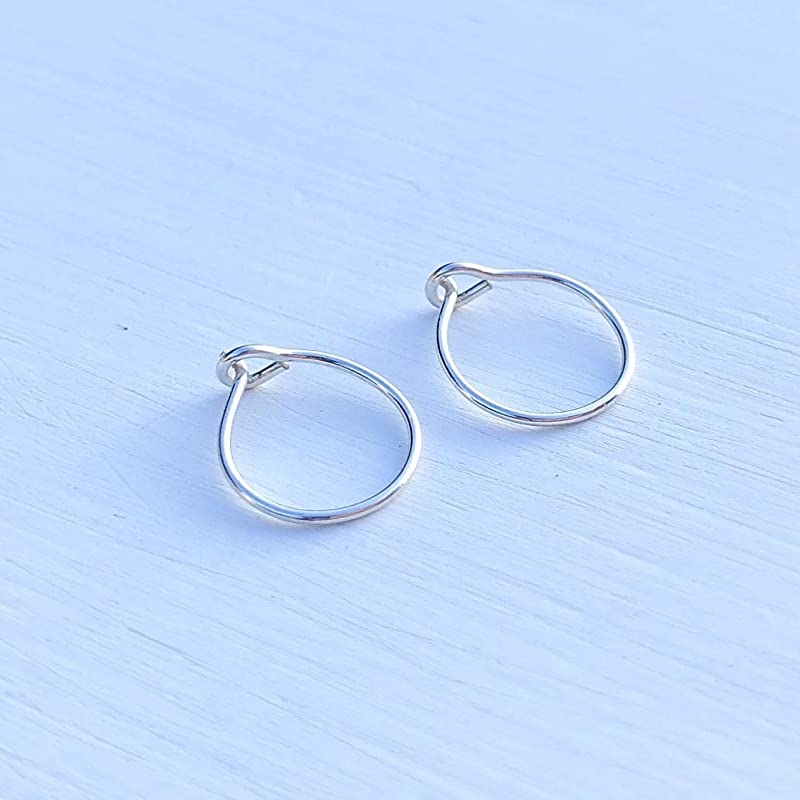 Extra Small Thin 8mm Tiny Sterling Silver Hoop Earrings for Cartilage, 22 Gauge