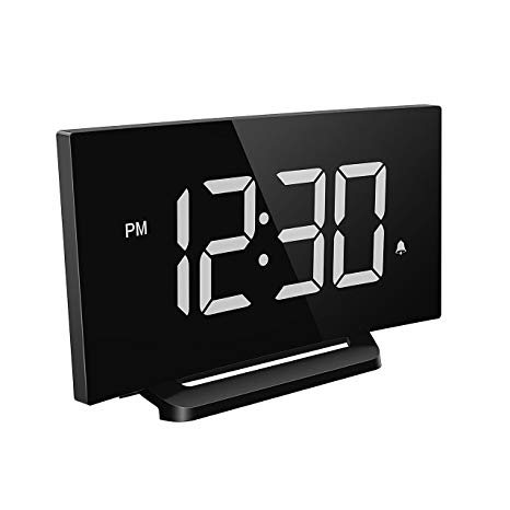 [Updated Version on Brightness] LED Digital Clock, Mpow Digital Alarm Clock Bedside Mains Powered with Snooze Function, 1-Minute Easy Setting, 3.75'' Large Display Number and Dimmer, 3 Adjustable Alarm Sounds, Perfect for Bedroom, Home, Office( White, UK Adapter Not Included)