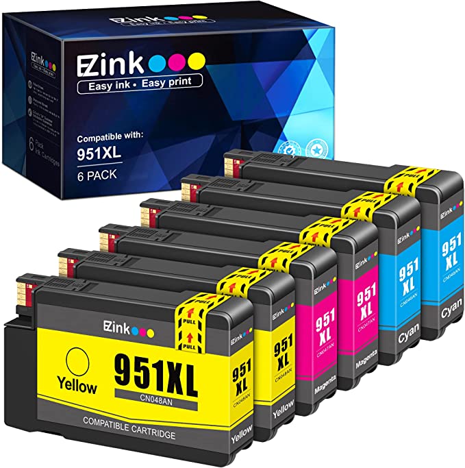 E-Z Ink (TM) Compatible Ink Cartridge Replacement for HP 950XL 951XL 950 XL 951 XL to use with OfficeJet Pro 8610 8600 8615 8620 8625 8100 276dw 251dw (2 Cyan, 2 Magenta, 2 Yellow, 6 Pack)