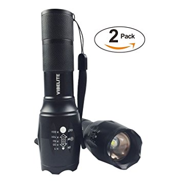 2-Pack Vibelite High-Powered Tactical Flashlight with 5 Modes Zoom Function