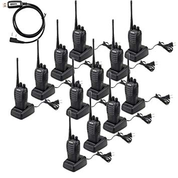BaoFeng BF-888S 5W 400-470MHz 16-CH Handheld Walkie Talkies Black with 1 PC USB Program Cable(Pack of 12)