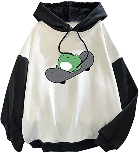 MMOOVV Women's Hoody Fashion New Stitching Cute Animal Printed Sweatshirt Long-Sleeve Hooded Top