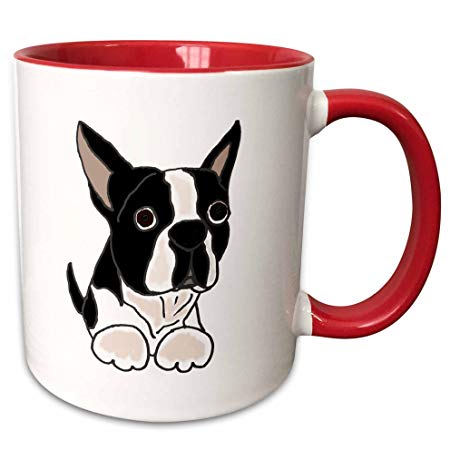 3dRose 216347_5 Cute Boston Terrier Puppy Dog Original Mug, 11 oz, Red