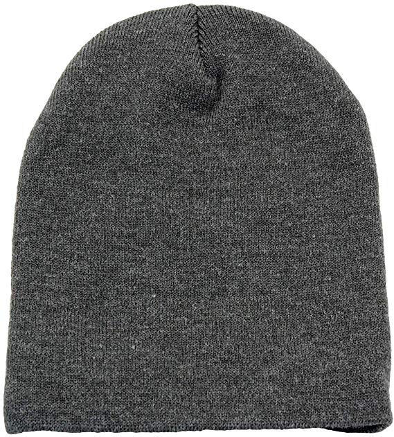 Top Level Short Plain Beanie - Winter Unisex Plain Knit Hat