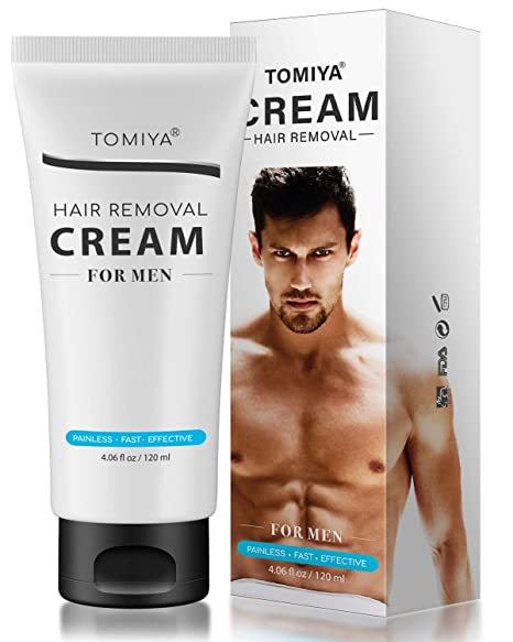 TOMIYA’s for Men Premium Hair Removal Cream - Painless Hair Removal for Men - Skin Friendly & Fast & Effective - Smoothing Depilatory Cream For Unwanted Male Body Hair