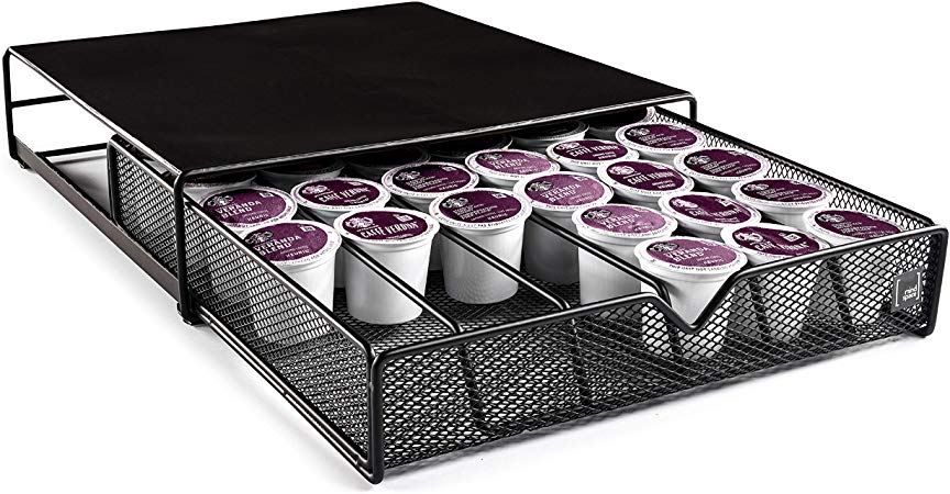K-cup Holder, Coffee Bar Accessories by Mindspace - k-cup Storage Drawer for Coffee Station Organizer - Holds 36 Keurig K-Cups | The Mesh Collection, Black