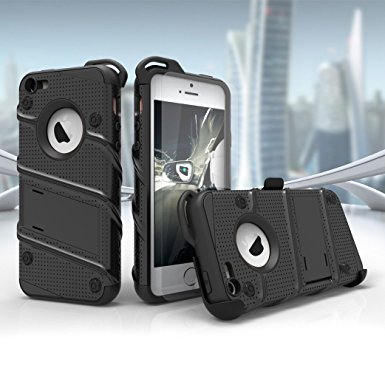 Zizo Military Grade Drop Tested Bolt Series iPhone SE Case for iPhone 5s / SE / 5c with iPhone SE Screen Protector, Kickstand, and Holster Belt Clip