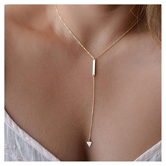 Ularmo 2015 New Hot Fashion Women Bohemia Simple Little Triangular Tassels Chian Bar Alloy Necklace