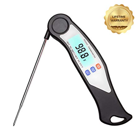 Digital Instant Read Meat Thermometer - Kitchen Cooking Food Candy Thermometer for Oil Deep Fry BBQ Grill Smoker Oven Thermometer(Black Color)