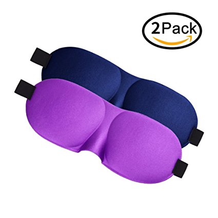 Eye mask for sleeping, MENZO Lightweight & Comfortable Super Soft Large Adjustable Eye Masks for Sleeping , Travel, Nap, office for Men Women - 2 Packs ( blue & purple )