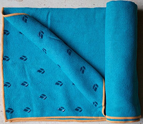 #1 Best yoga towel Planet Friendly - non slip with silicone leaves, recycled super absorbent, quick dry microfiber, take anywhere by Wild Asana