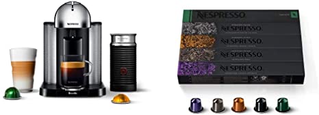 Breville BNV250CRO1BUC1 Vertuo Coffee and Espresso Machine, Chrome & Nespresso Capsules OriginalLine, Ispirazione Variety Pack, Medium & Dark Roast Espresso Coffee, 50 Count Espresso Coffee Pods