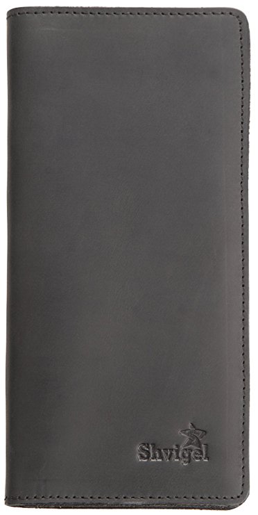 Shvigel Genuine Leather Rodeo Billfold Wallet - Vintage - Mens Long Checkbook Holder - Bifold Travel Cash Case