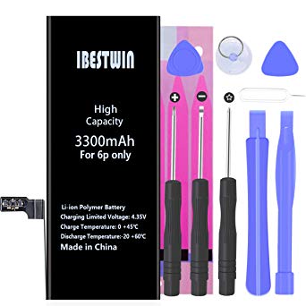 IBESTWIN Upgraded Replacement Battery for iPhone 6 Plus with Tool kit Adhesive and Instruction, High Capacity Battery 3300mAh 0 Cycle-2 Years Warranty