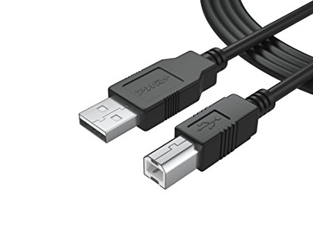 Pwr  6 Ft Long USB-Printer-Cable 2.0 for HP OfficeJet LaserJet Envy; Canon Pixma; Epson Workforce Stylus Expression Home; Brother; Silhouette Cameo; Dell Scanner Fax High Speed Cord 2.0 (1.8 Meters)