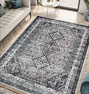 Keen Home Design Machine Washable Area Rugs with Non-slip Backing, Ideal for Hallway, Living Room, Bedroom, Kitchen and Laundry Room, Vintage Moroccan and Low Pile Rug (3' x 5')