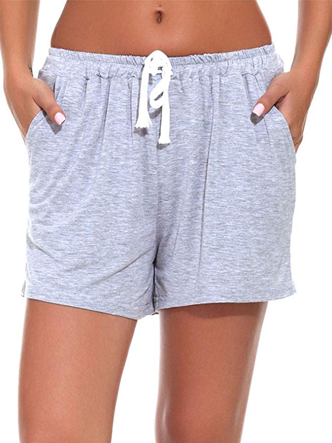 Fayejove Women Solid and Striped Sleep Shorts Stretchy Cotton Pajama Shorts Yoga Gym Bottoms