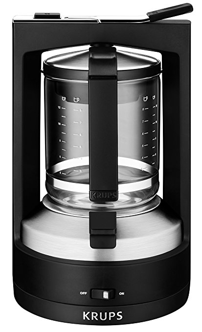 KRUPS KM4689 Moka Brewer Coffee Maker Machine with Permanent Filter and Glass Carafe, 10-Cup, Black