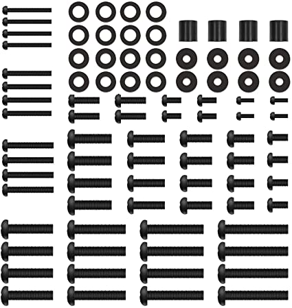 Perlegear Universal VESA screw set for TVs up to 80 inches, contains M4 M5 M6 M8 TV screws, washers and spacers, fastening material for TV wall bracket, TV screws, black – PGUHP2-E