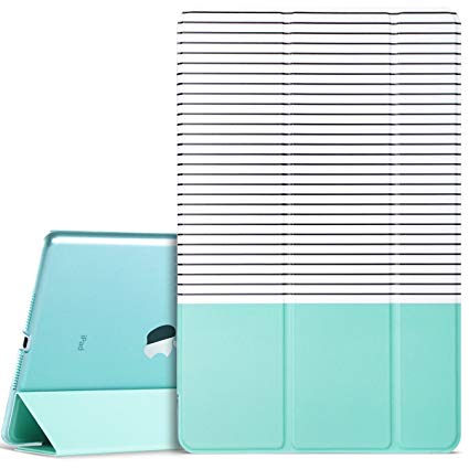 ULAK iPad 2017/2018 iPad 9.7 inch Case, Slim Lightweight Smart Case Trifold Stand with Auto Sleep/Wake Function, Hard Back Clear Cover for Apple iPad 9.7-inch 5th 6th Gen, Minimal Mint