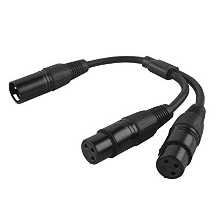 CableCreation XLR Male to Dual XLR Female Y Splitter 3Pin Balanced Microphone Cable, 0.3 Meter/Black