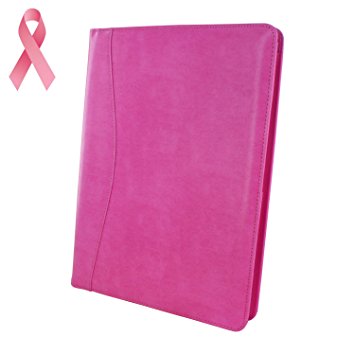 Royce Leather Pink Padfolio Document Organizer with Proceeds to Support GreaterGood Breast Cancer Research and Mammograms