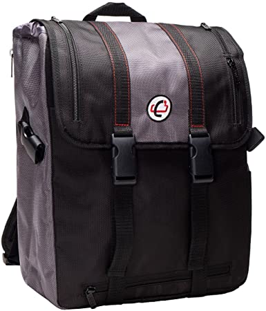 Case-It BKP-102 Laptop Backpack with Hide-Away Binder Holder, Fits 13-Inch Laptops, Black/Grey (BKP-102 BLKG)
