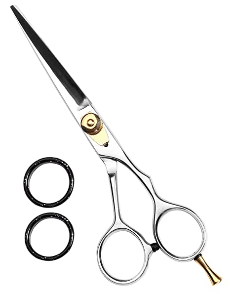 Zoyer Professional Barber Hair Cutting Scissors/Shears (6.5-Inch) (Silver WIth Golden Knob)