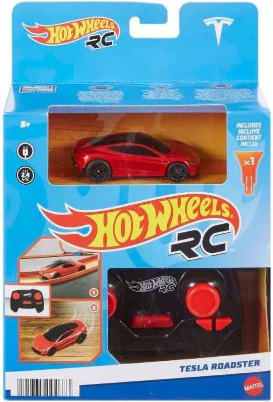 Hot Wheels RC 1:64 Scale Rechargeable Radio-Controlled Racing Cars for On- Or Off-Track Play, Includes Car, Controller & Adapter for Kids 5 Years Old & Up (Roadster)