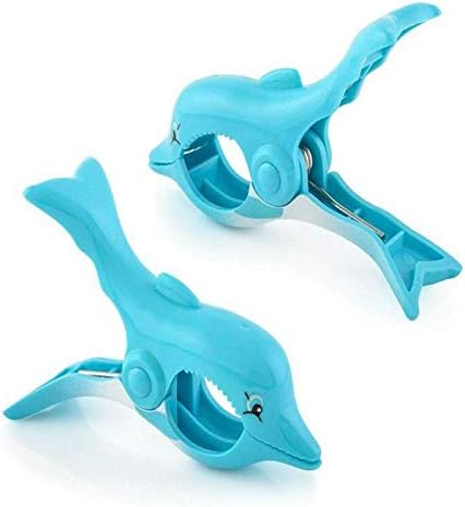 Dolphin Beach Towel Clips Jumbo Size for Beach Chair, Cruise Beach Patio, Pool Accessories for Chairs, Household Clip, Baby Stroller.