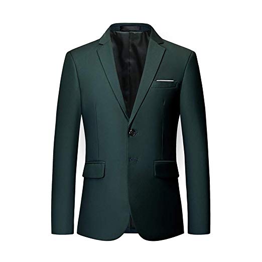 UNINUKOO Mens Two Button Single Breasted Suit Jacket Slim Fit