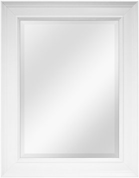 MCS White Grooved Beveled Rectangular Wall Mirror 21-Inch by 27-Inch