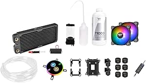 Thermaltake Pacific C240 Ddc Res/Pump 5V Motherboard Sync Copper Radiator Soft Tube Water Cooling Kit CL-W249-CU12SW-A, 240mm Copper Radiator