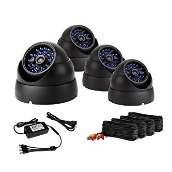 Zmodo 4x Indoor/Outdoor Vandalproof Sony CCD Color Surveillance Security Camera with 80' IR