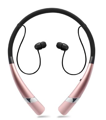 Bluetooth Earbuds HV-960 Sweatproof V40 Wireless Neckband Noise Reduction Headphones with Microphone APT-X Hands-Free Bluetooth Stereo Headset Earphones with Magnet Holders for Light Sports Pink