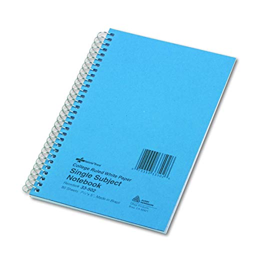 NATIONAL Subject Wirebound Notebook, College Rule, 8" x 5", 80 Sheets/Pad (33502)
