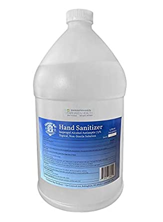 Liquid Hand Sanitizer - Isopropyl Alcohol 75% Topical Solution, 1-Gallon, Made in USA by Chuckanut Bay Distillery