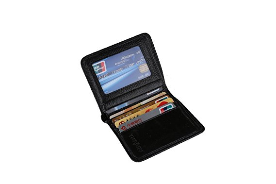 Ogem Treasury Mens Leather Slim Extra Capacity Wallet with Id Window and 5 Card Slots