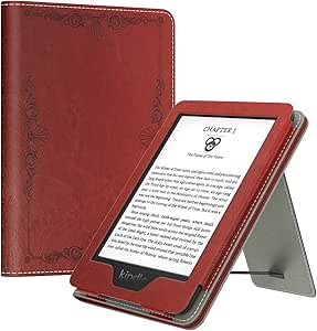 MoKo Case Fits All-new 6" Kindle(11th Generation, 2022 Release)/ Kindle(10th Gen,2019)/Kindle(8th Gen, 2016), Ultra Lightweight PU Shell Cover with Auto Wake/Sleep for Kindle 2022, Vintage Style