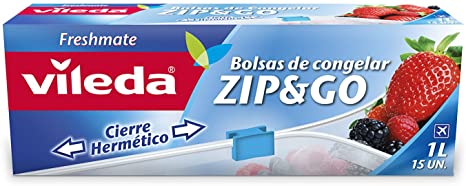 Vileda One Zip Reusable Freezer Bags with Hermetic Zip Closure - 1 L