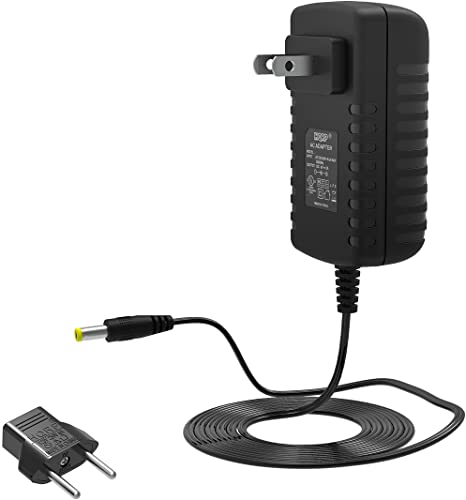 HQRP AC Adapter Compatible with Gold's Gym Stride Trainer 380 Elliptical GGEL62808 GGEL628080 GGEL628081 Power Supply Cord [UL Listed]   Euro Plug Adapter