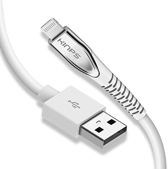 KINPS Apple MFI Certified Lightning Cable 3FT, Upgrade iPhone Charger Cord Compatible with iPhone Xs Max/XS/XR/X/8 Plus/8/7 Plus/7/6S Plu/6Ss, iPad,(White)
