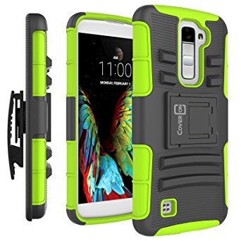 LG K10 Case, LG Premier Case, CoverON® [Explorer Series] Holster Hybrid Armor Belt Clip Hard Phone Cover For LG K10 Holster Case - Neon Green & Black